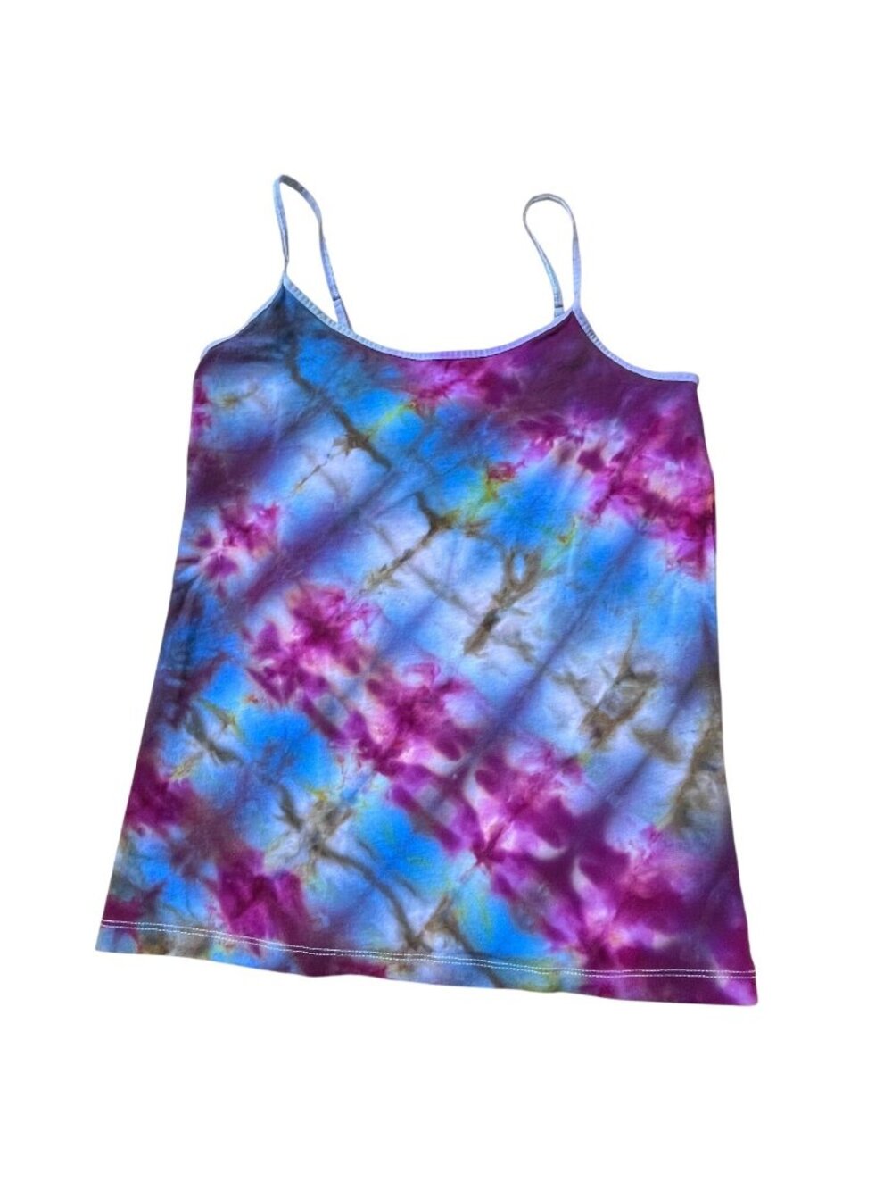 Custom Tie Dyed Spaghetti Strap Tank Top S 55% Cotton 37% Modal 8% Spandex NWOT